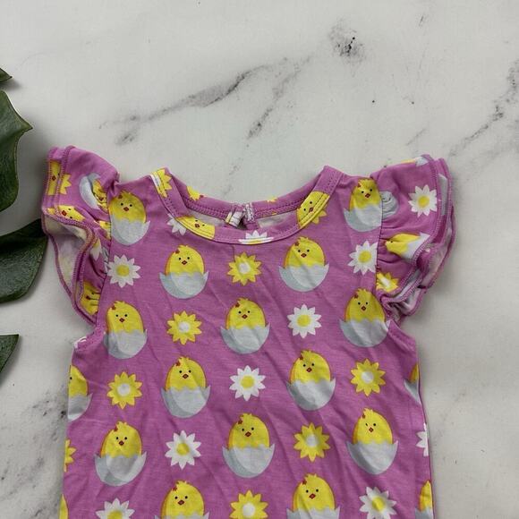 Little Bum Bums Infant Girls Bodysuit Size 12-18 Month Pink Hatching Chicks - Picture 2 of 7
